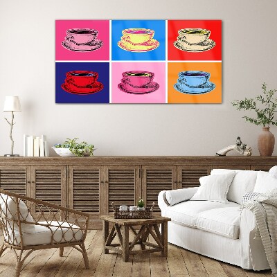 Tableau verre imprimé Tasses colorées en arrière-plan