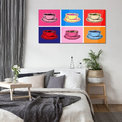 Tableau verre imprimé Tasses colorées en arrière-plan