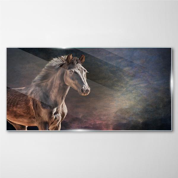 Tableau sur verre Portrait d'un cheval sur un fond abstrait