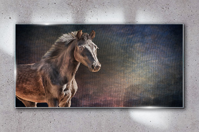 Tableau sur verre Portrait d'un cheval sur un fond abstrait