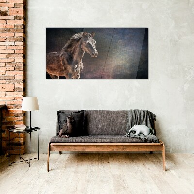 Tableau sur verre Portrait d'un cheval sur un fond abstrait