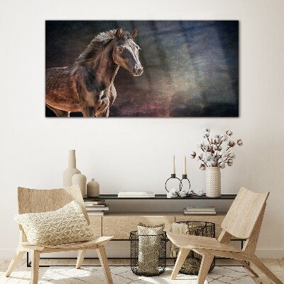 Tableau sur verre Portrait d'un cheval sur un fond abstrait