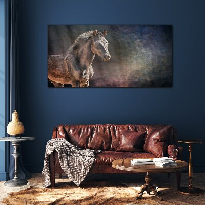 Tableau sur verre Portrait d'un cheval sur un fond abstrait