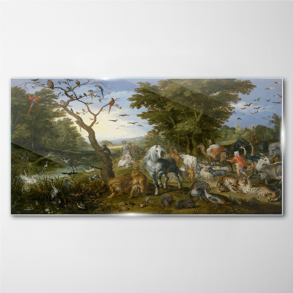 Tableau verre imprimé Paysage paradisiaque avec faune et flore