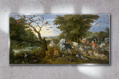 Tableau verre imprimé Paysage paradisiaque avec faune et flore