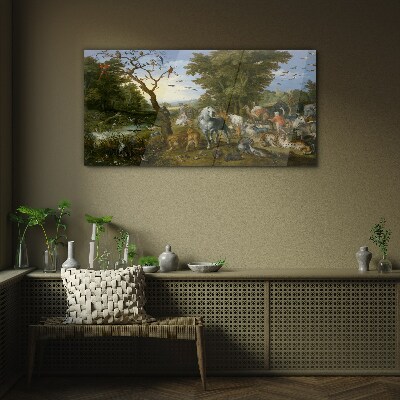 Tableau verre imprimé Paysage paradisiaque avec faune et flore