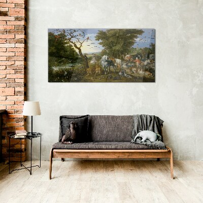 Tableau verre imprimé Paysage paradisiaque avec faune et flore