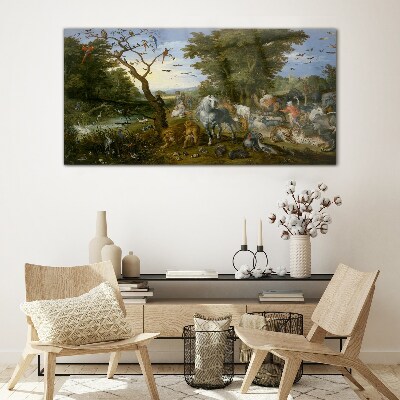 Tableau verre imprimé Paysage paradisiaque avec faune et flore