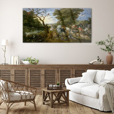 Tableau verre imprimé Paysage paradisiaque avec faune et flore