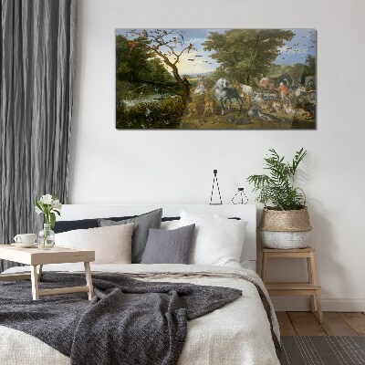 Tableau verre imprimé Paysage paradisiaque avec faune et flore