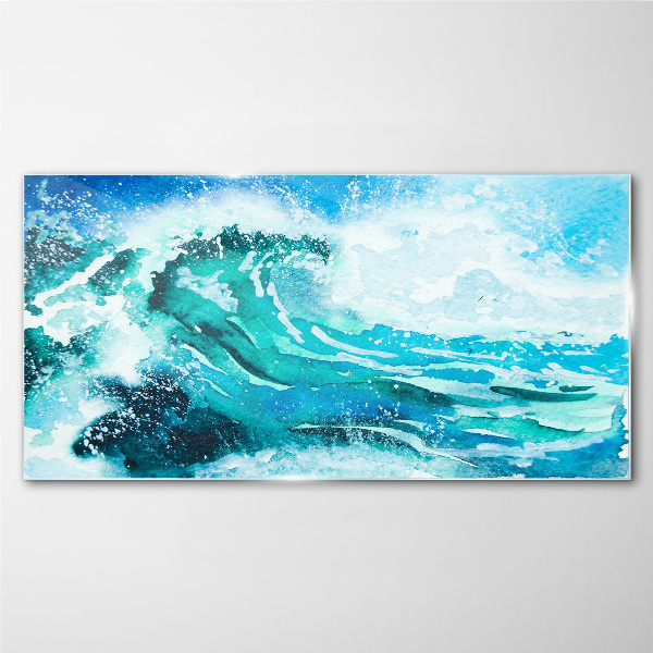 Tableau photo sur verre Une vague aux tons turquoise
