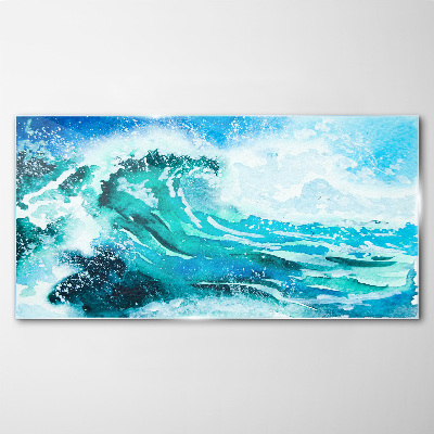 Tableau photo sur verre Une vague aux tons turquoise