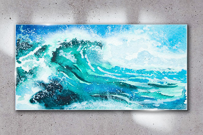 Tableau photo sur verre Une vague aux tons turquoise