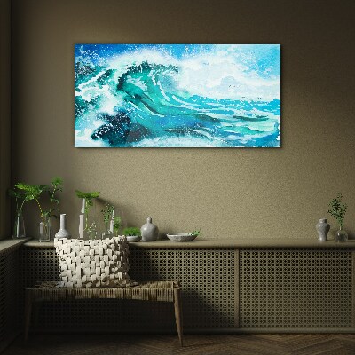 Tableau photo sur verre Une vague aux tons turquoise