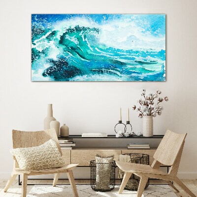 Tableau photo sur verre Une vague aux tons turquoise