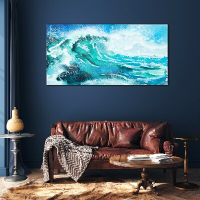 Tableau photo sur verre Une vague aux tons turquoise