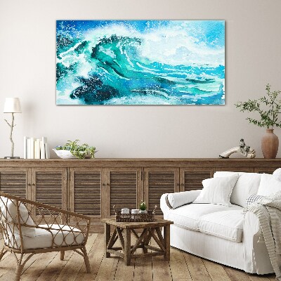 Tableau photo sur verre Une vague aux tons turquoise