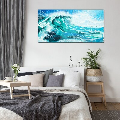 Tableau photo sur verre Une vague aux tons turquoise