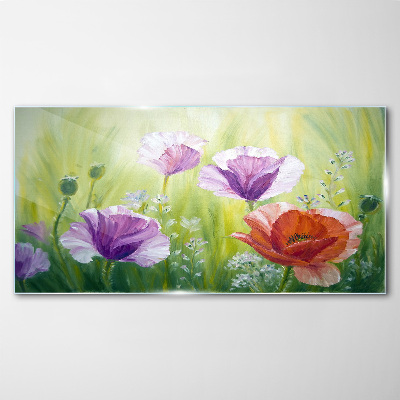 Tableau verre imprimé Un jardin fleuri aux couleurs pastel