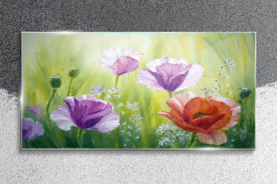 Tableau verre imprimé Un jardin fleuri aux couleurs pastel