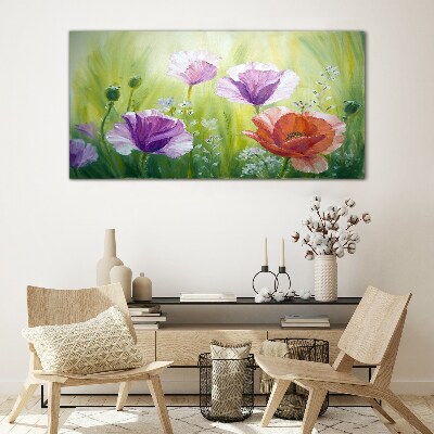 Tableau verre imprimé Un jardin fleuri aux couleurs pastel