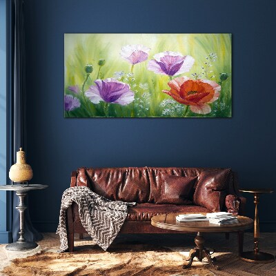 Tableau verre imprimé Un jardin fleuri aux couleurs pastel