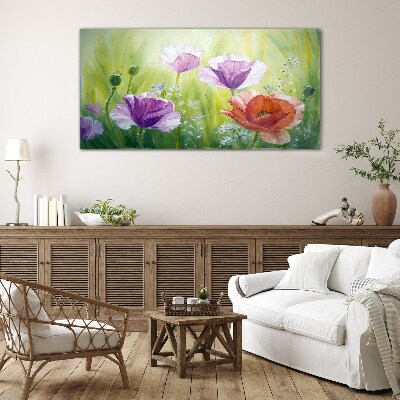 Tableau verre imprimé Un jardin fleuri aux couleurs pastel