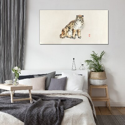 Tableau en verre Un tigre contre un ciel lumineux