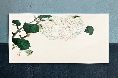 Tableau sur verre Composition florale avec des feuilles