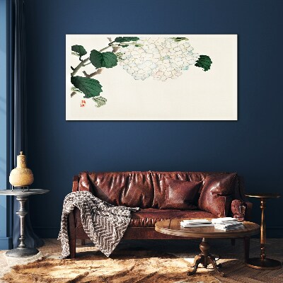 Tableau sur verre Composition florale avec des feuilles