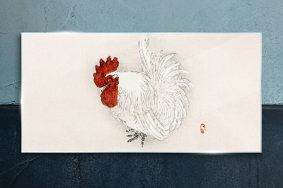 Tableau imprimé sur verre Un coq aux couleurs délicates