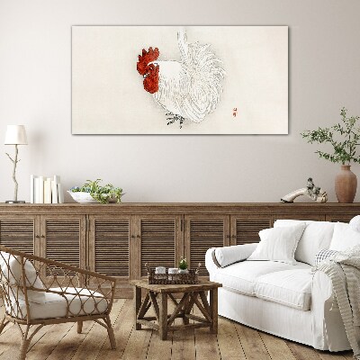 Tableau imprimé sur verre Un coq aux couleurs délicates