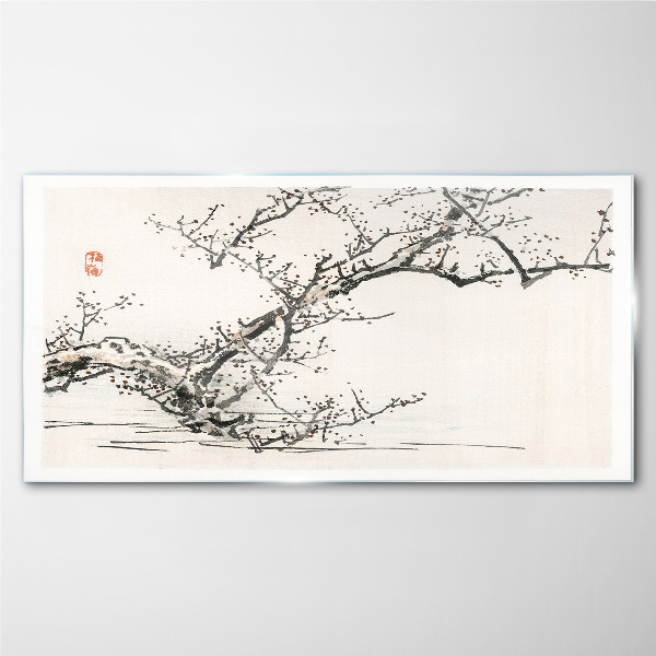 Tableau photo sur verre Branche fleurie de style japonais