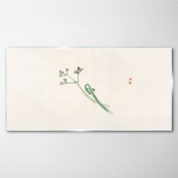 Tableau en verre Brindilles délicates sur fond blanc