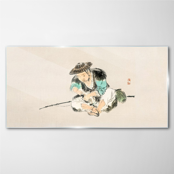 Tableau en verre Enfance avec un chat