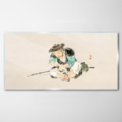 Tableau en verre Enfance avec un chat