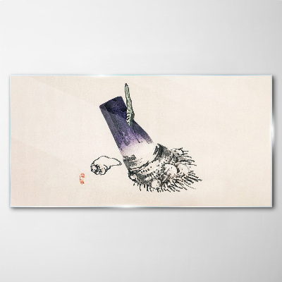 Tableau imprimé sur verre Une main avec un pinceau et un coquillage