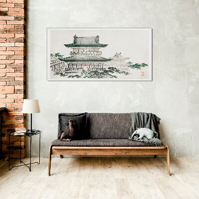 Tableau sur verre Paysage traditionnel avec une pagode