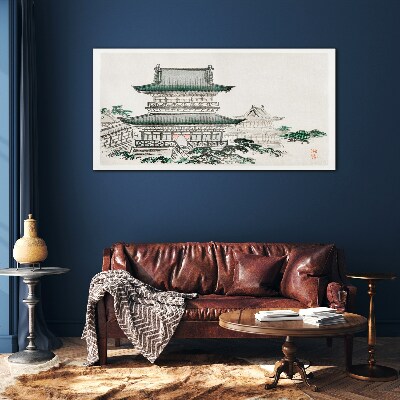 Tableau sur verre Paysage traditionnel avec une pagode