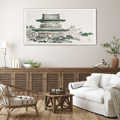 Tableau sur verre Paysage traditionnel avec une pagode