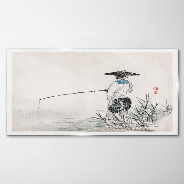 Tableau photo sur verre Pêcheur dans un cadre paisible