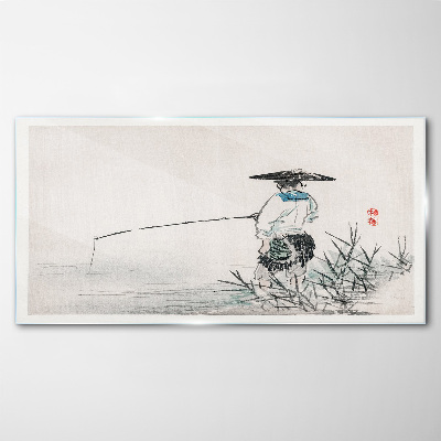 Tableau photo sur verre Pêcheur dans un cadre paisible