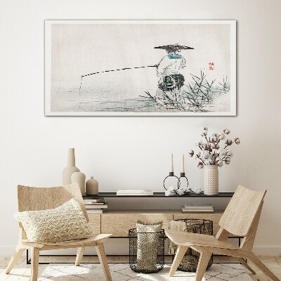 Tableau photo sur verre Pêcheur dans un cadre paisible