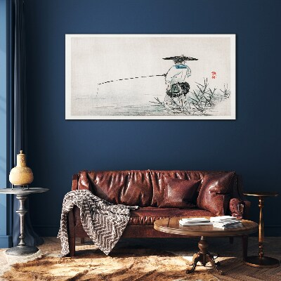 Tableau photo sur verre Pêcheur dans un cadre paisible