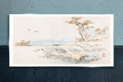 Tableau verre imprimé Un paysage paisible au bord de l'eau