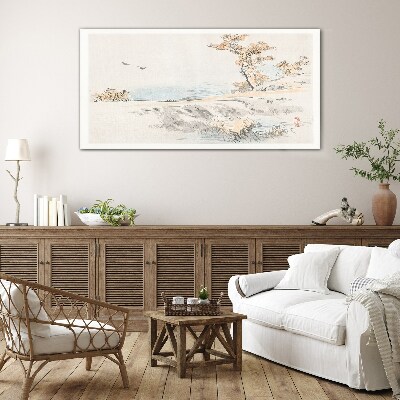 Tableau verre imprimé Un paysage paisible au bord de l'eau