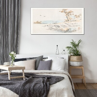 Tableau verre imprimé Un paysage paisible au bord de l'eau