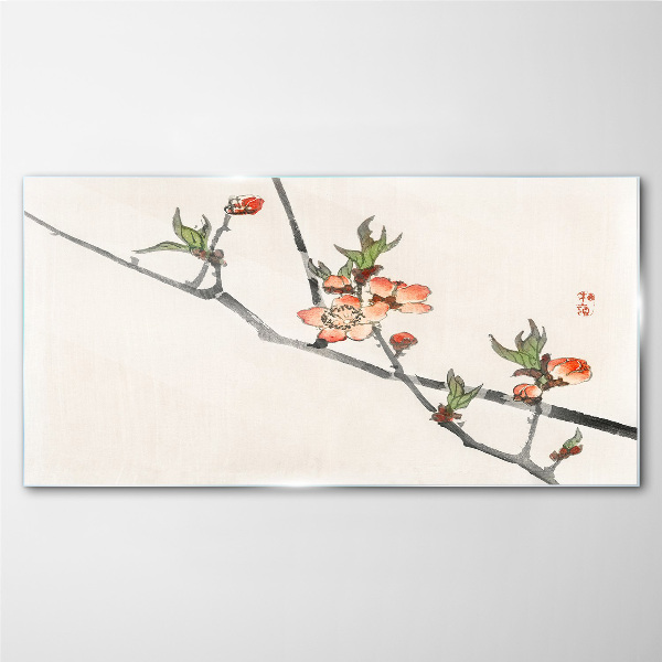 Tableau photo sur verre Branches florales dans un style délicat