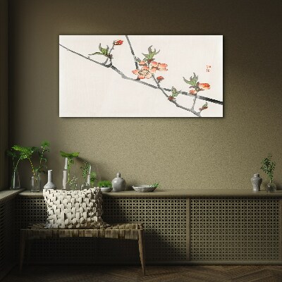 Tableau photo sur verre Branches florales dans un style délicat