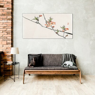 Tableau photo sur verre Branches florales dans un style délicat